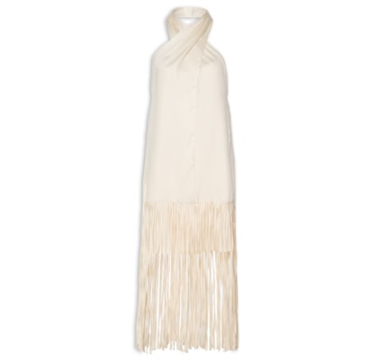 Vestido Frente única Franjas - Bege