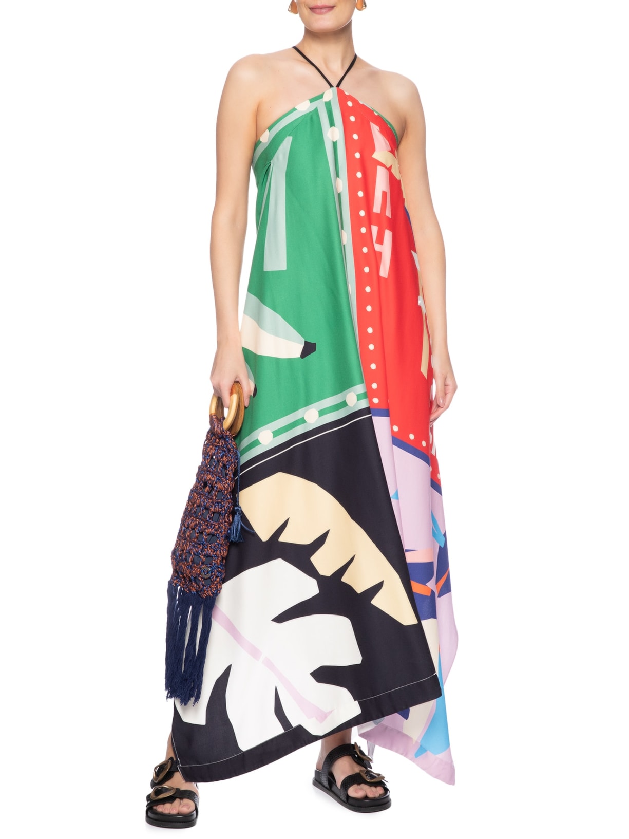 Farm Vestido Frente Única Lenço Brasil Verde - Main Image