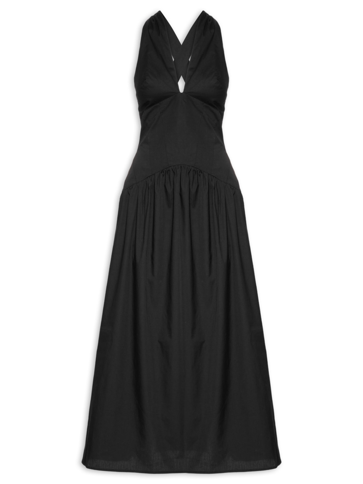 Vestido Frente Única Longo Preto Farm