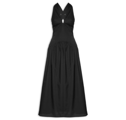 Vestido Frente Única Longo - Preto
