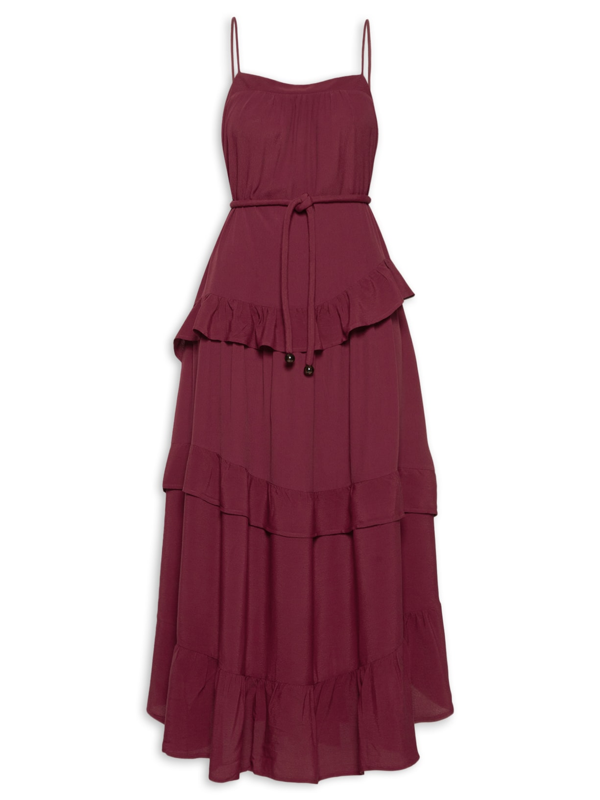 Vestido Gal Babado - Vinho