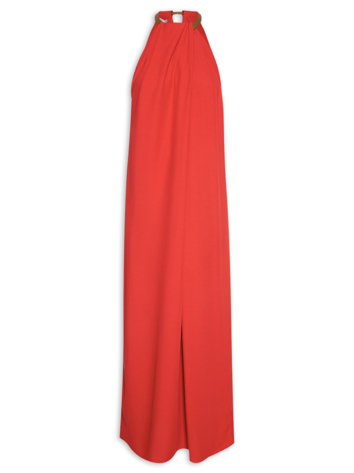Vestido Gargantilha Couro - Vermelho