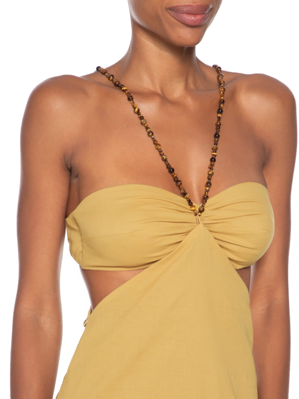 Vestido Gaze Casquinha Fun Bege Paula Raia