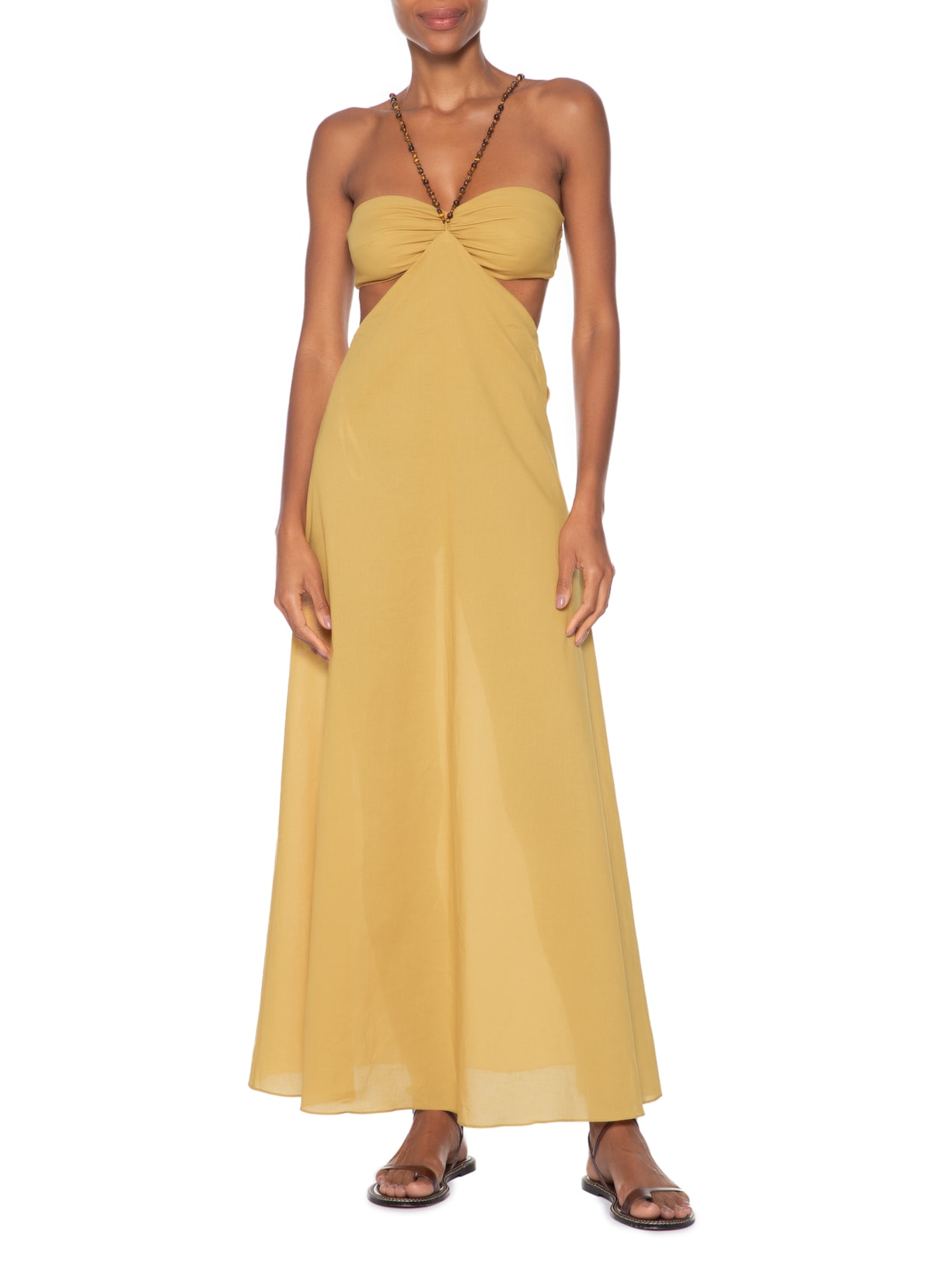 Vestido Gaze Casquinha Fun Bege Paula Raia