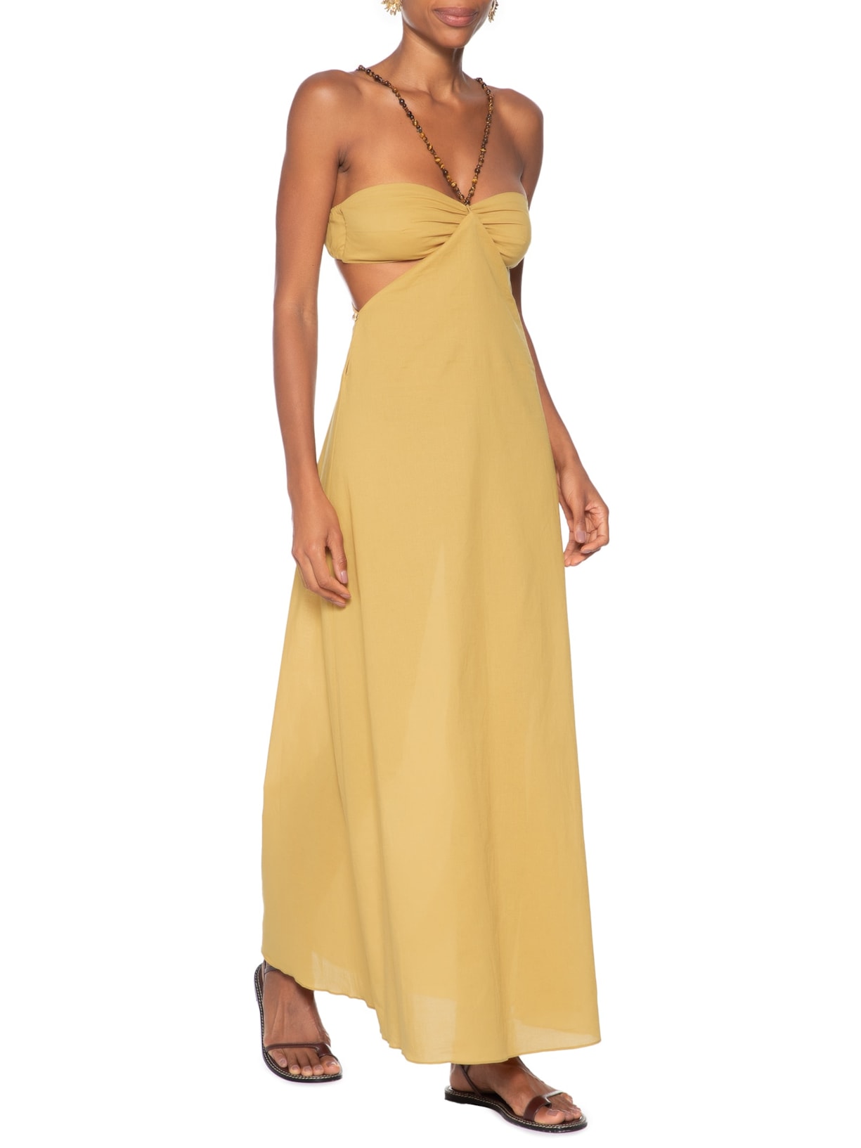 Vestido Gaze Casquinha Fun Bege Paula Raia