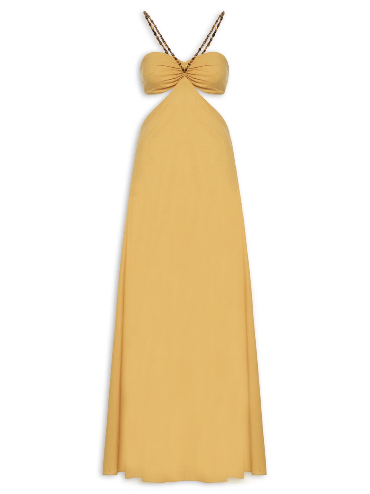 Vestido Gaze Casquinha Fun Bege Paula Raia