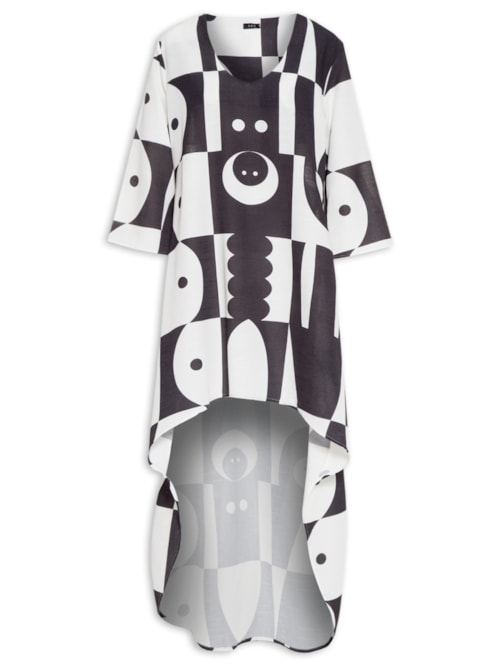Vestido Geométrico - Preto