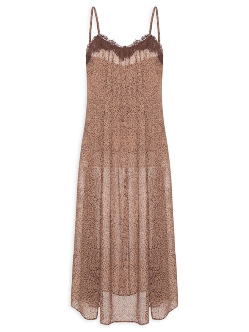 Vestido GGT Estampa Onça Manchada - Marrom