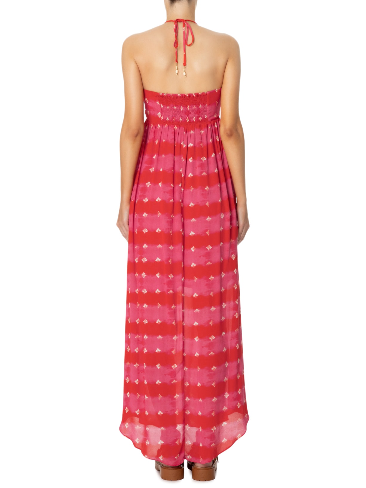 Vestido Ggt Longo Estampa Ibiza Vermelho Maria Filó