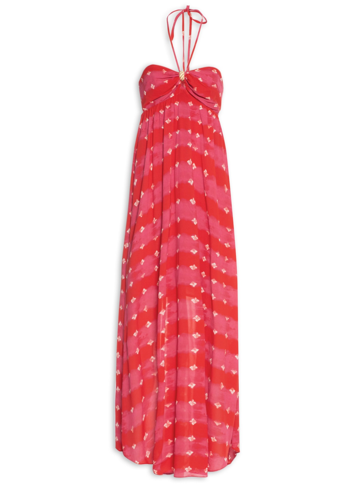 Vestido Ggt Longo Estampa Ibiza Vermelho Maria Filó