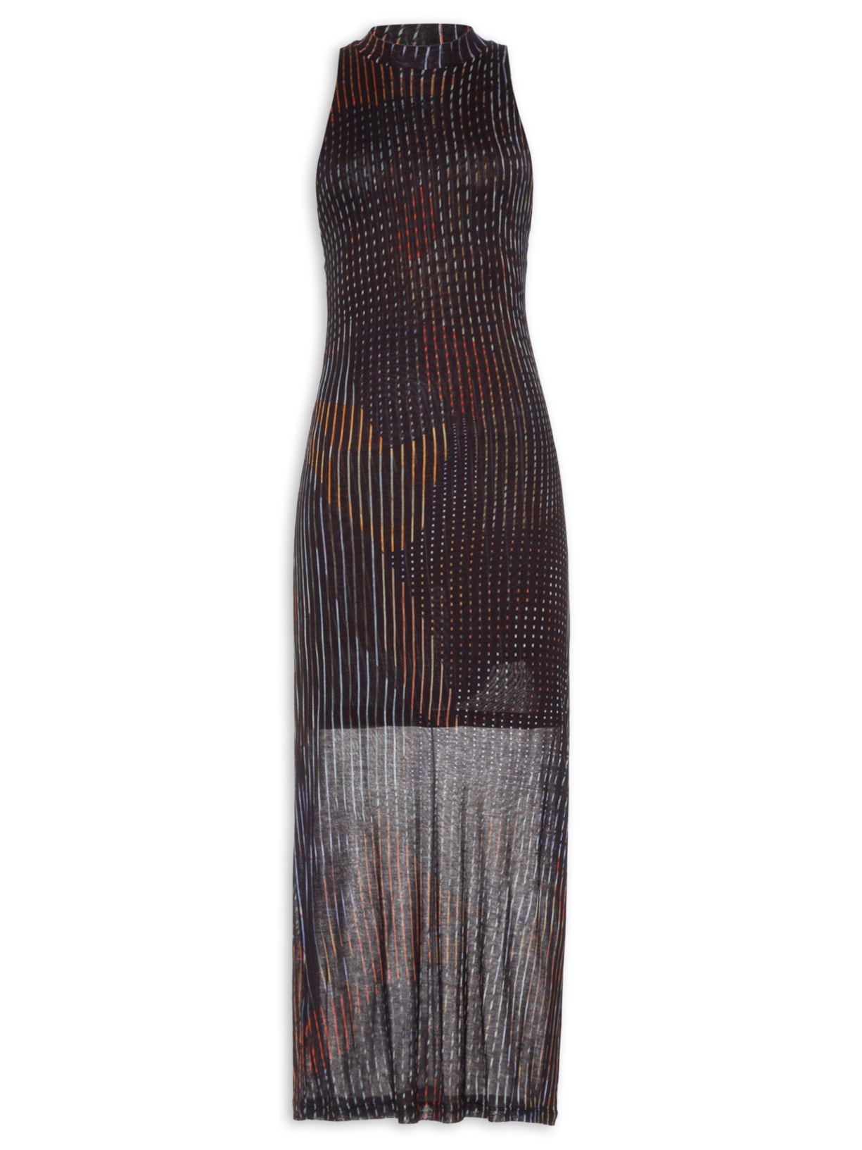 Vestido Gola Alta Sem Manga - Preto