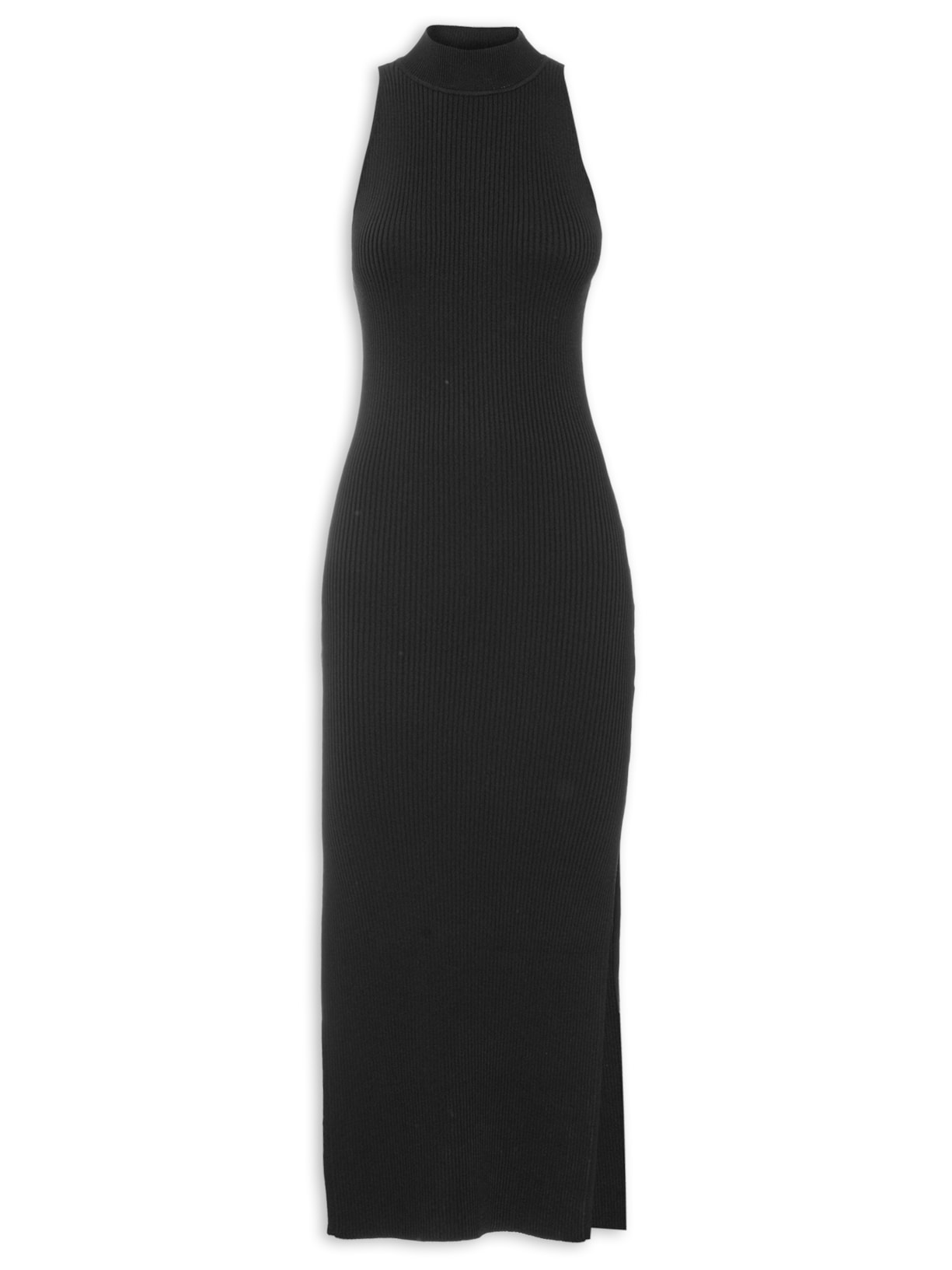 Vestido Gola Alta Tricot - Preto