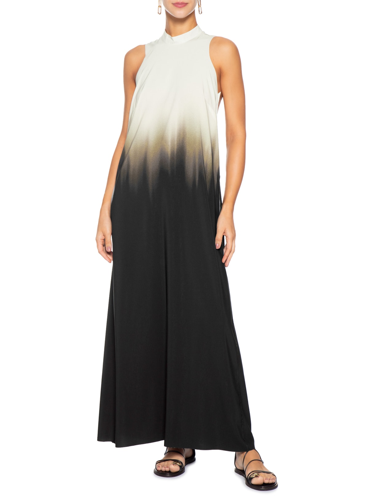 Vestido Gola Blurred Brown Superlight Preto Osklen