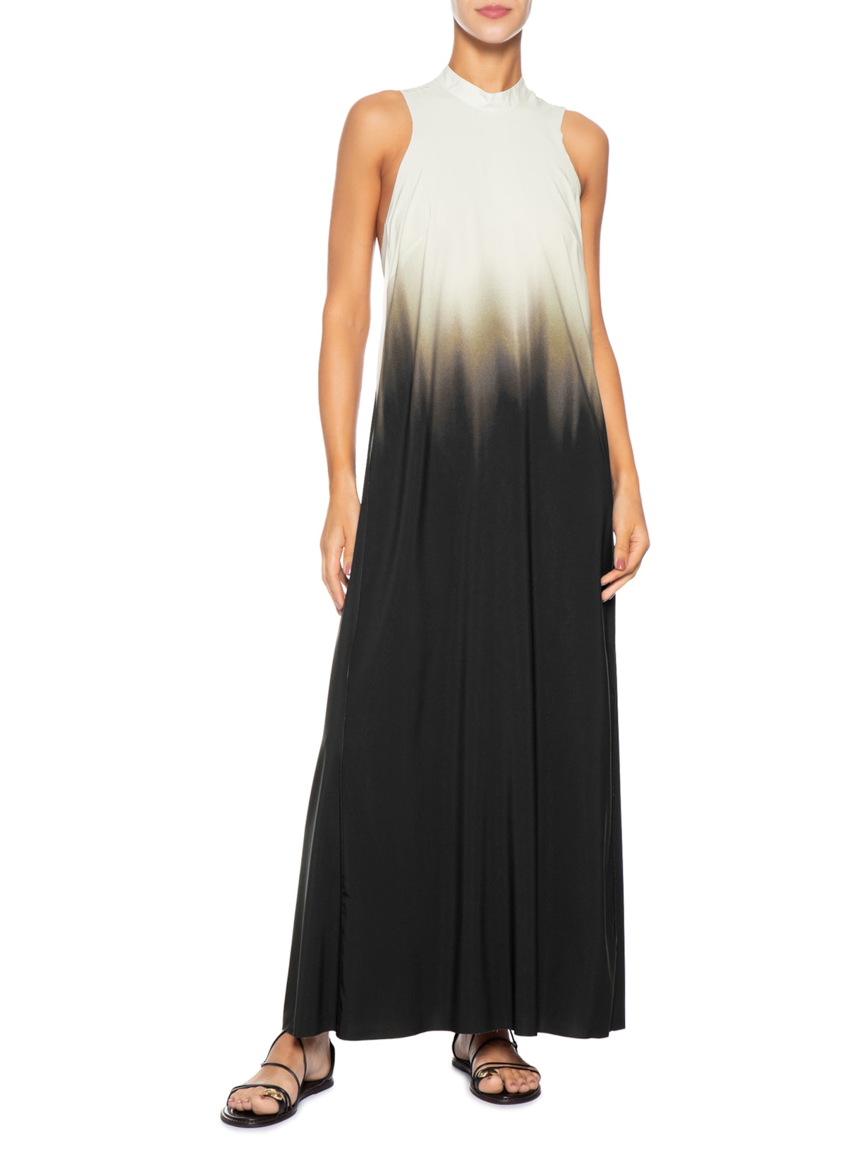 Vestido Gola Blurred Brown Superlight Preto Osklen