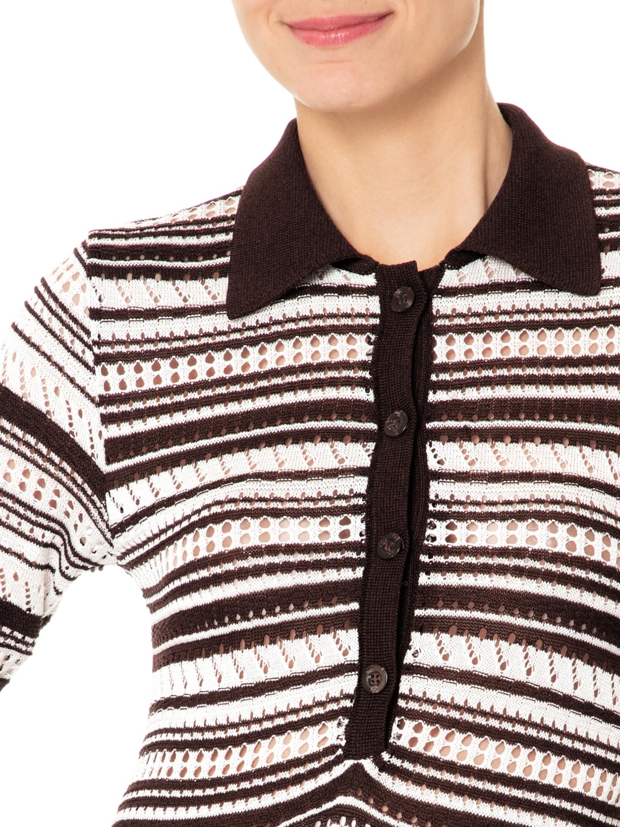 Vestido Gola Polo Em Tricot Marrom '2Essential