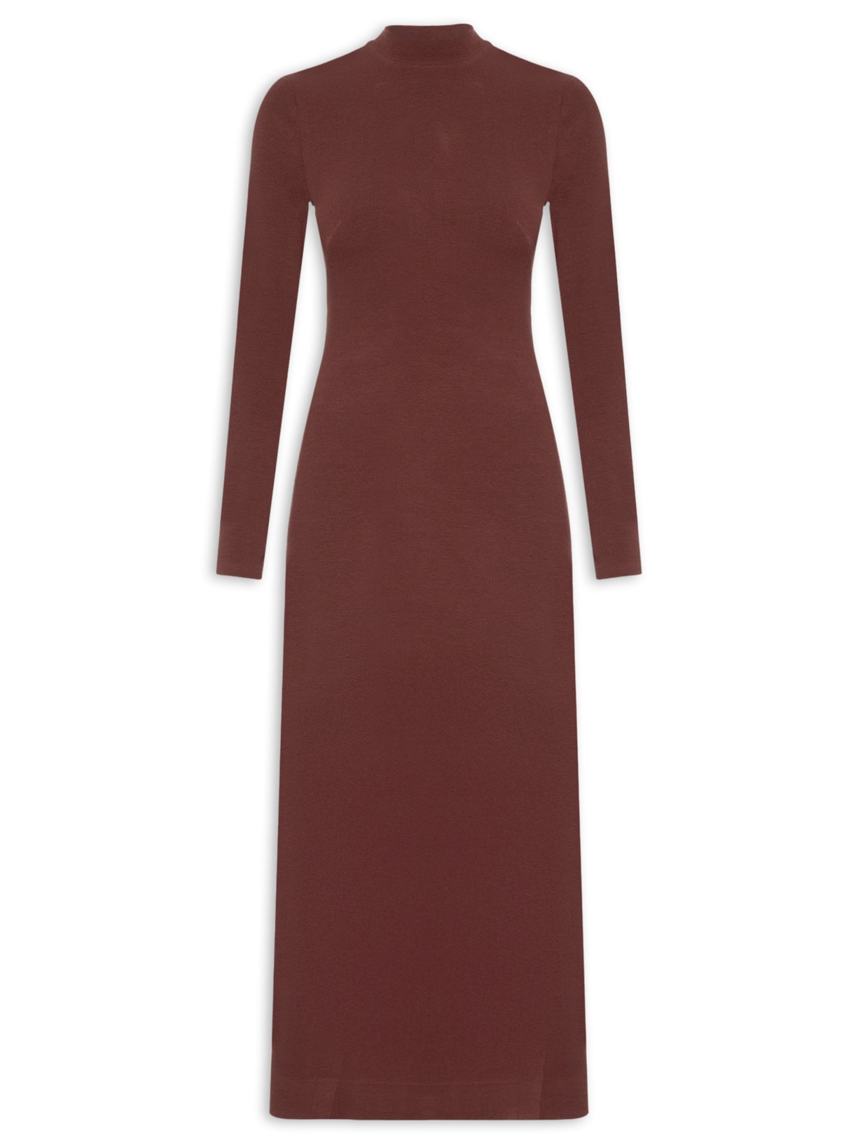 Vestido Golinha Decote Costas Crepe - Marrom