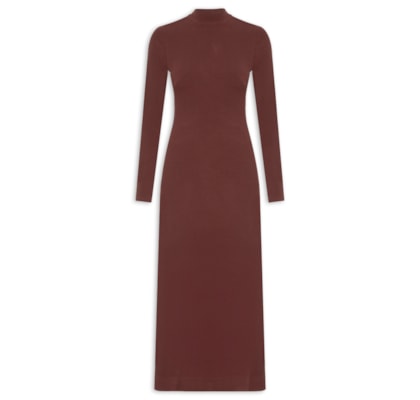 Vestido Golinha Decote Costas Crepe - Marrom