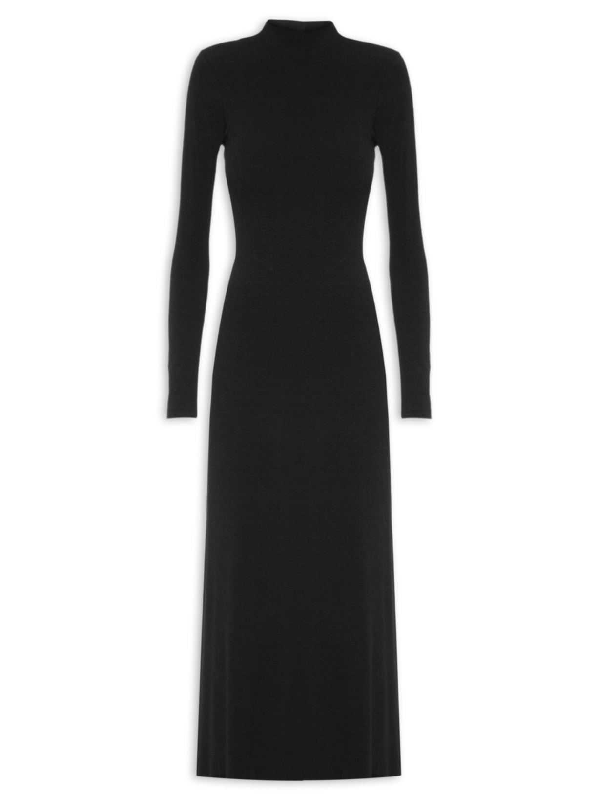 Vestido Golinha Decote Costas Crepe - Preto