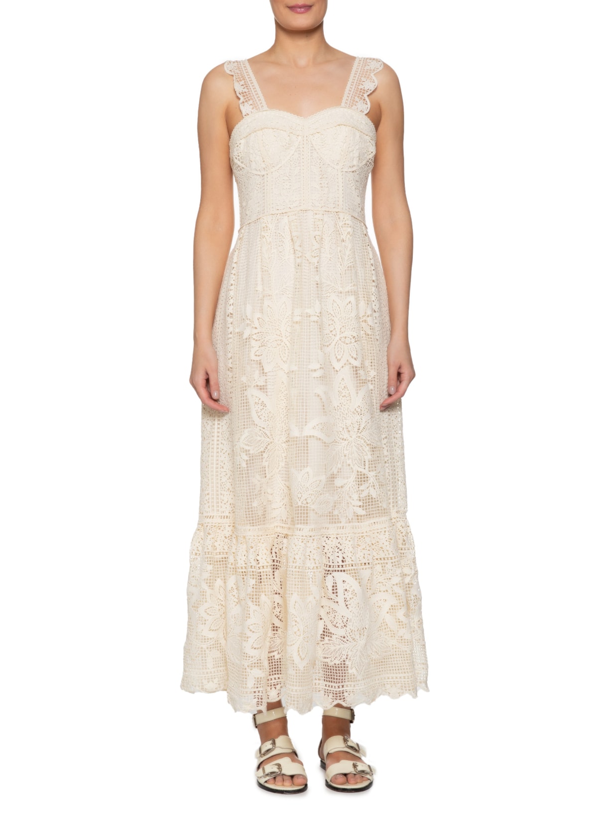 Vestido Guipure Ciranda De Cor Off White Farm