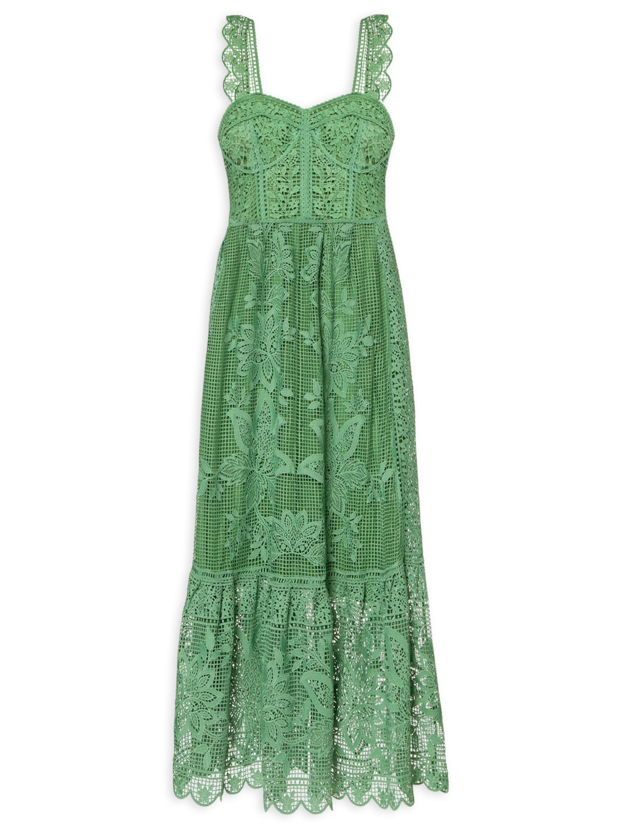 Vestido Guipure Ciranda De Cor - Verde