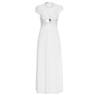 Vestido Helix Crystal Ribbed Tee Dress - Branco