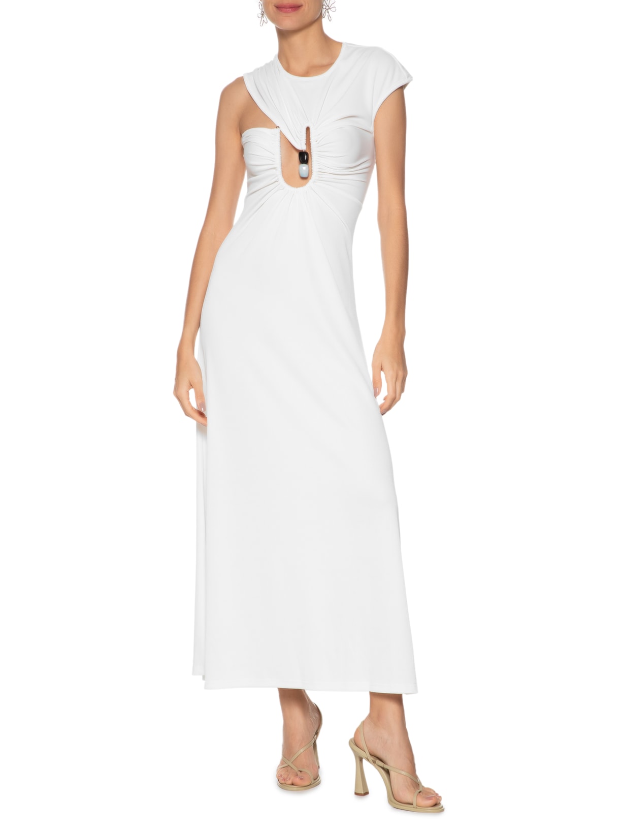 Vestido Helix Crystal Ribbed Tee Dress Branco Christopher Esber