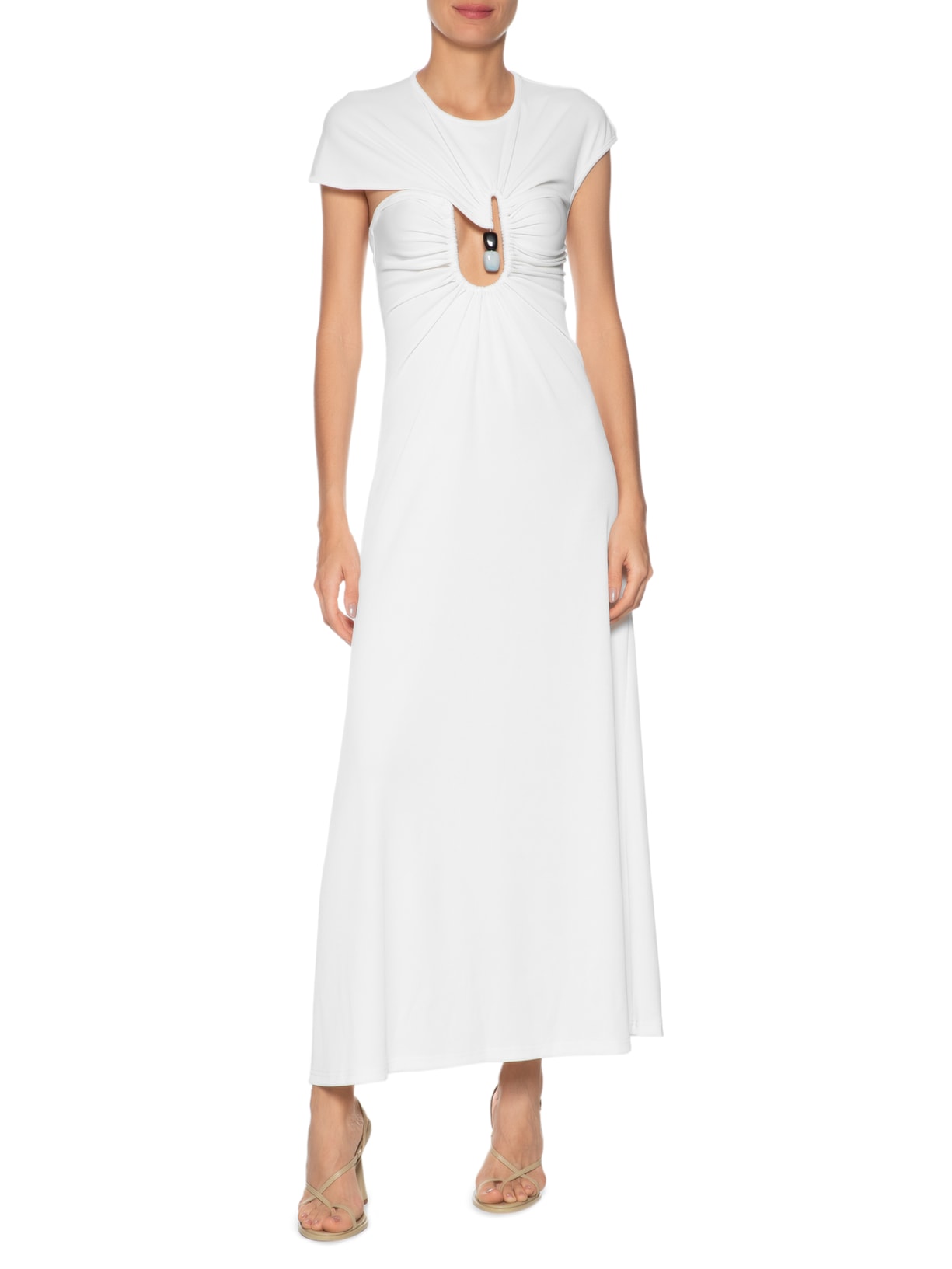 Vestido Helix Crystal Ribbed Tee Dress Branco Christopher Esber