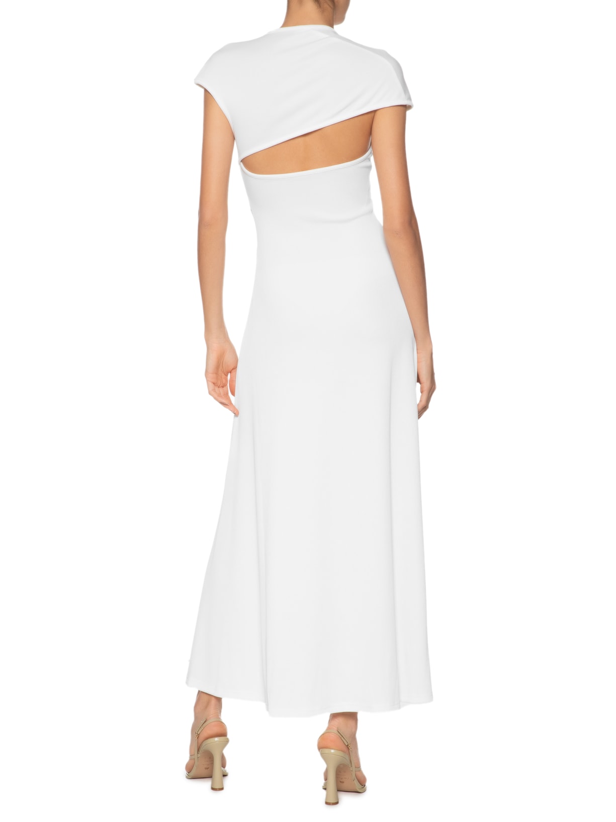 Vestido Helix Crystal Ribbed Tee Dress Branco Christopher Esber