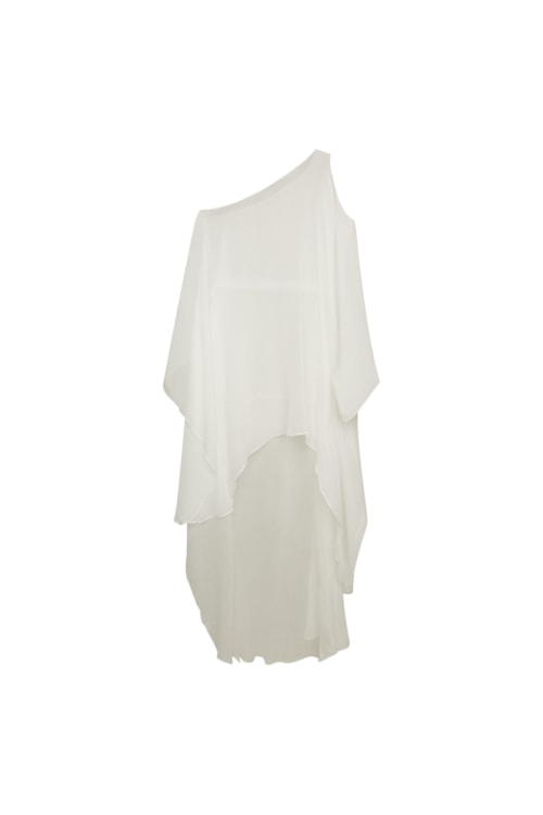 Vestido Hera Em Seda Maat Off White - Bege