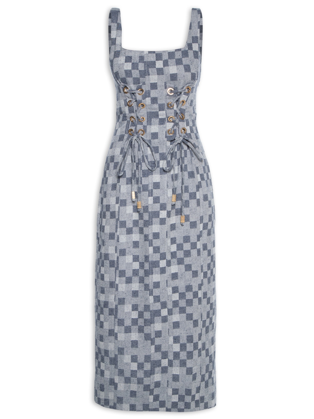 Vestido Ilhós Sarja Bristol - Azul