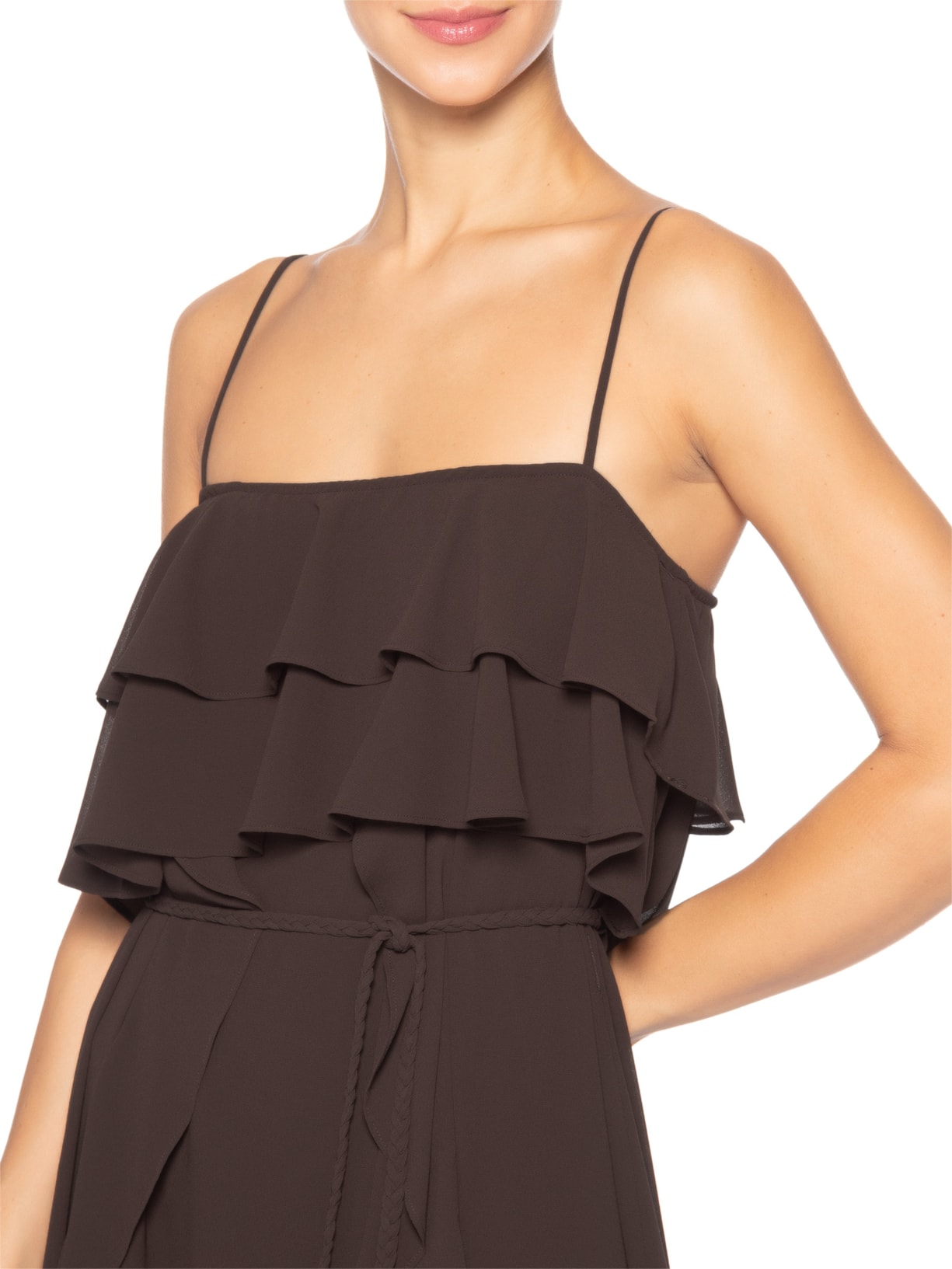 Vestido Ivete Longo Marrom Le Lis