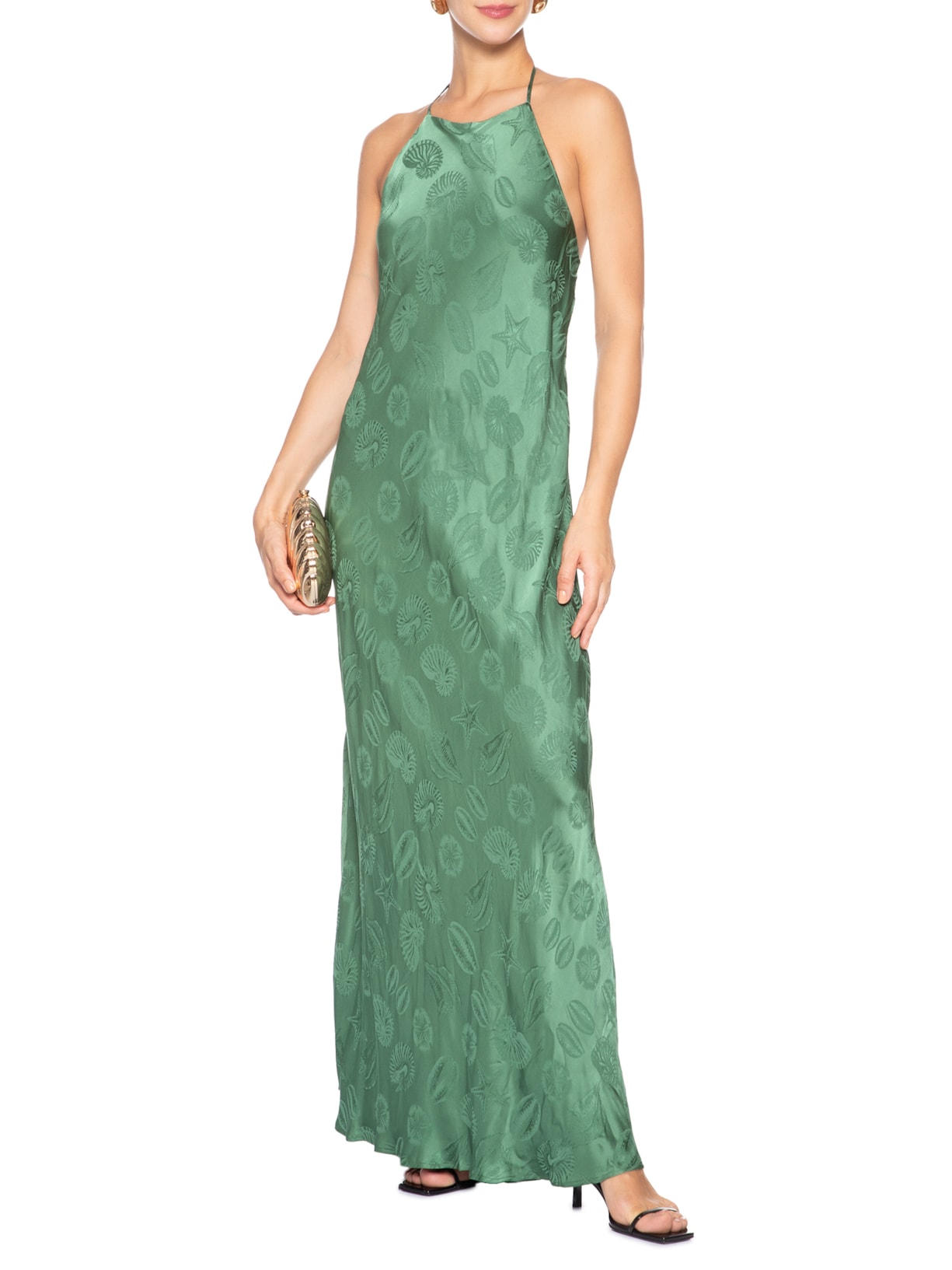 Vestido Jacquard Conchas Verde Farm