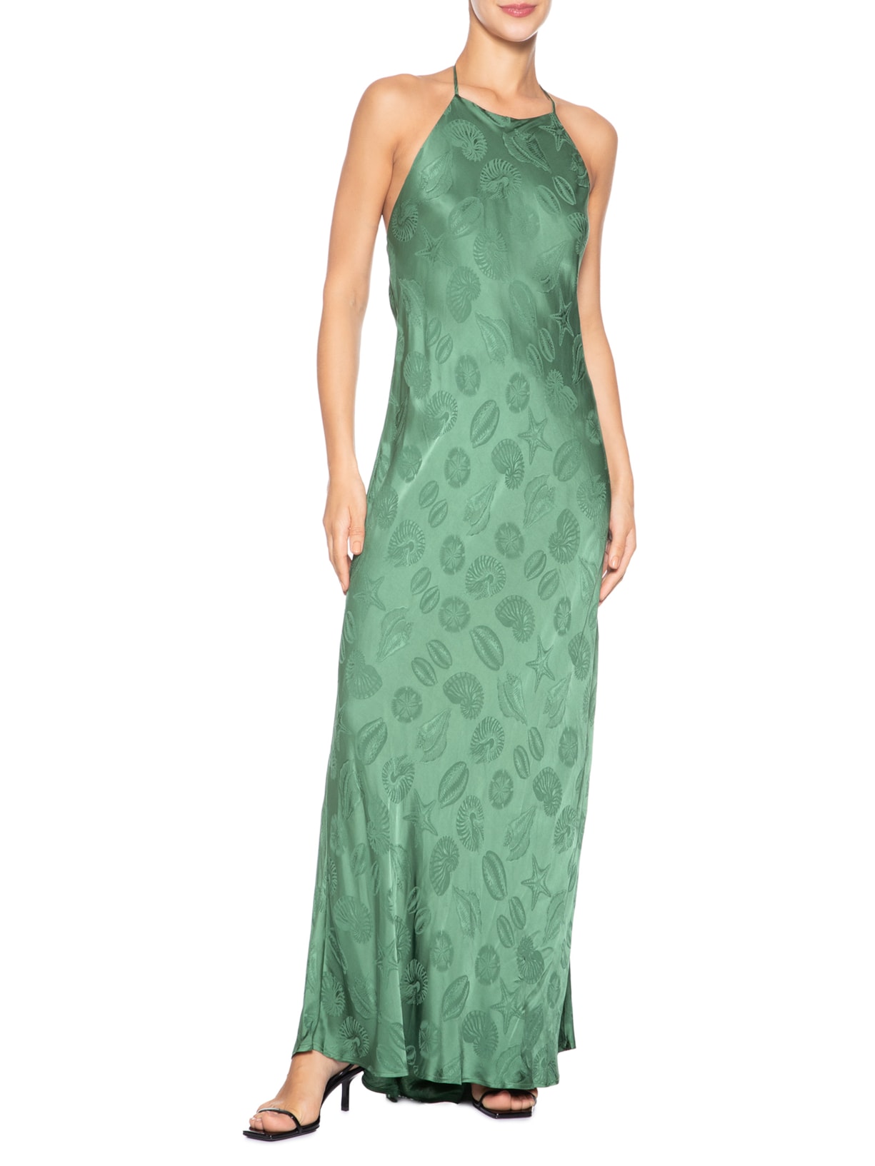 Vestido Jacquard Conchas Verde Farm
