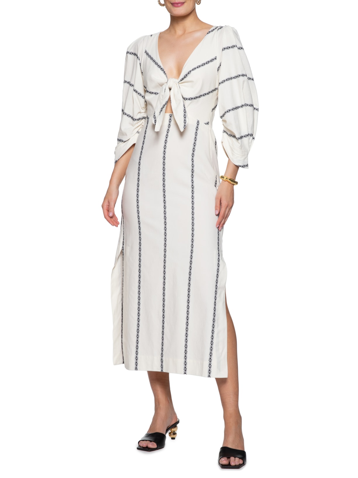 Vestido Jacquard Geo Caleidoscópio Off White Animale