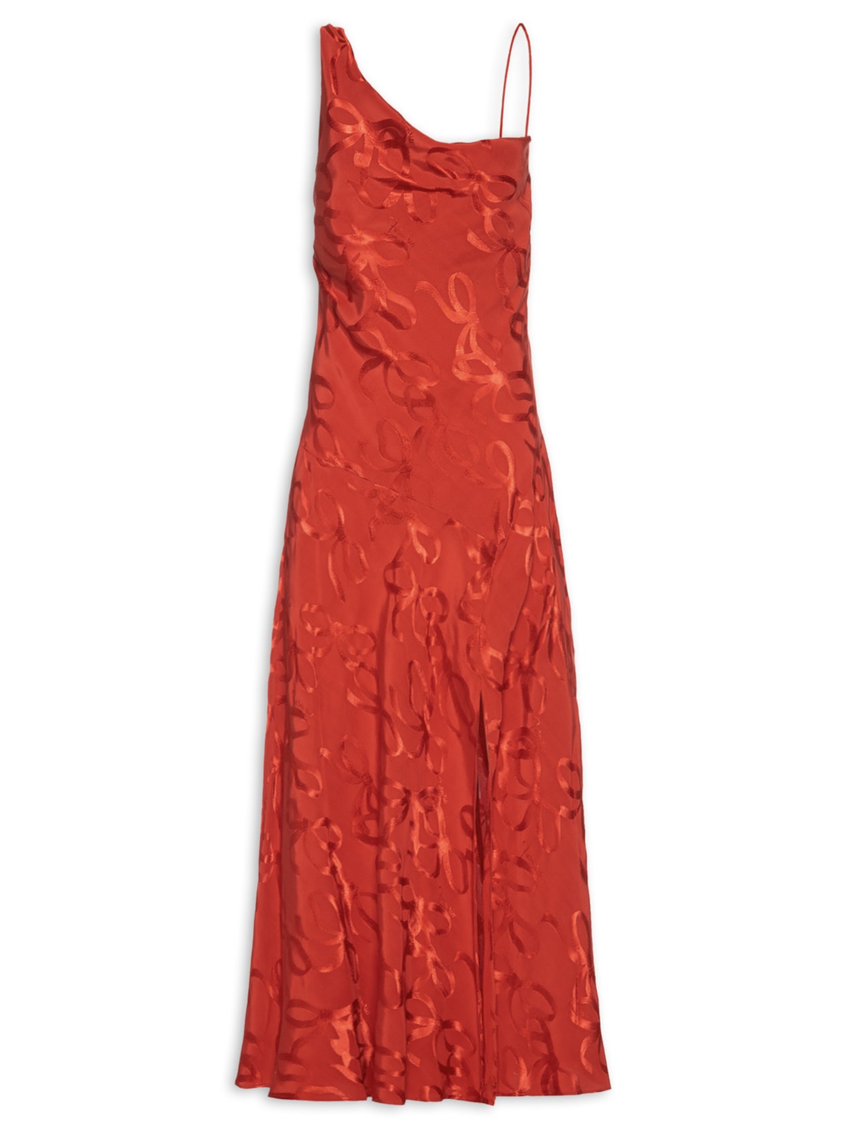 Vestido Jacquard Laços - Vermelho