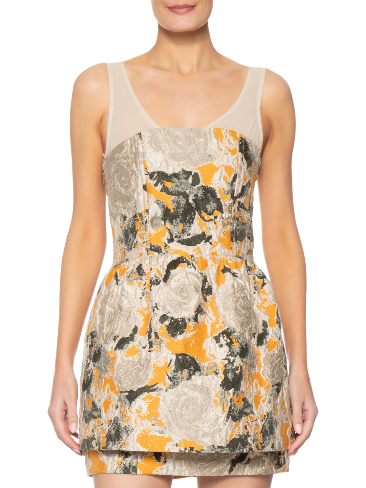 Vestido Jacquard Orvalho Amarelo Paula Raia