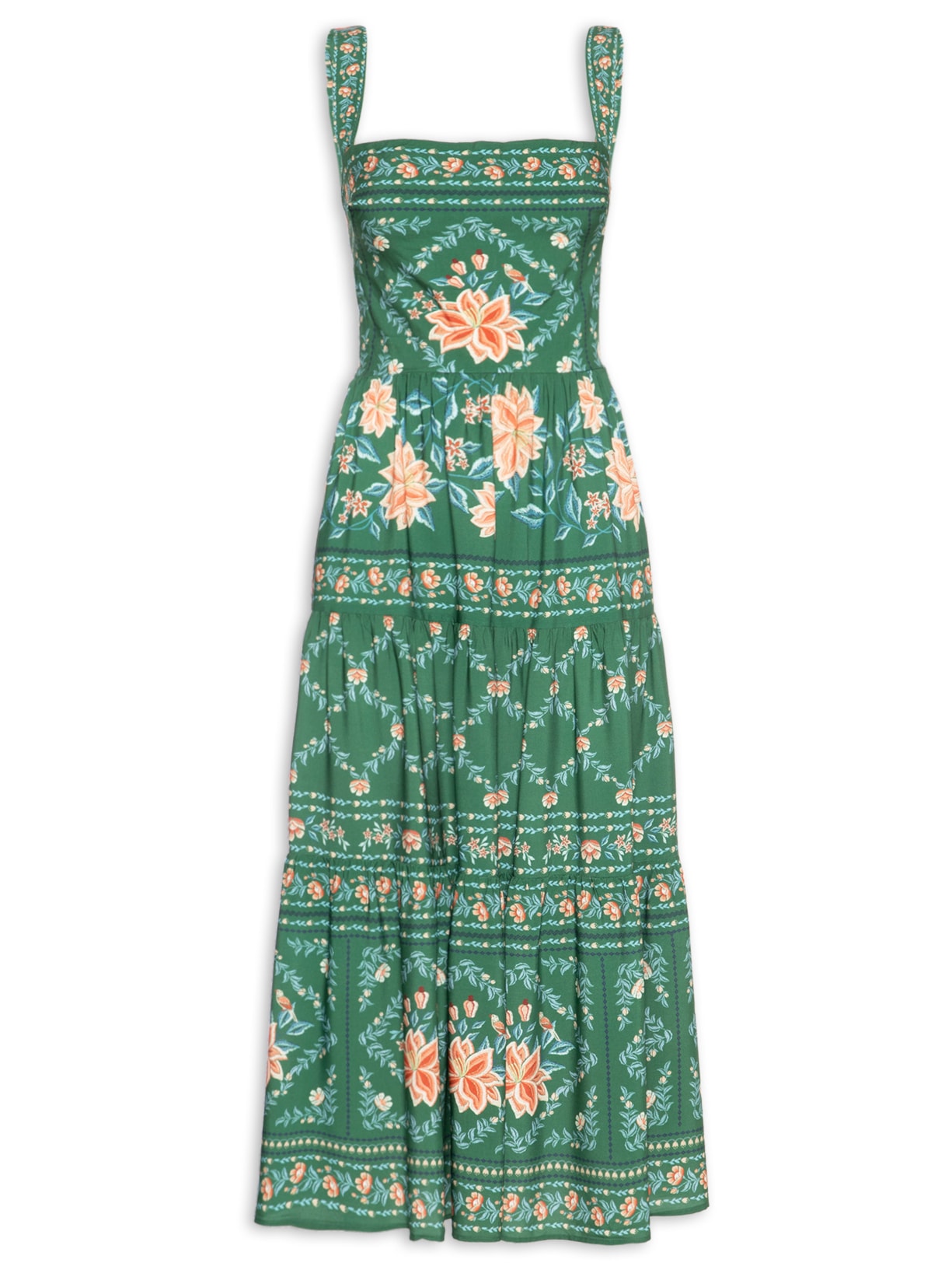 Vestido Jardim De Azaleias Verde Farm