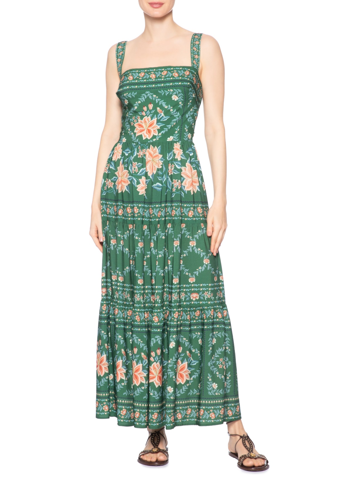 Vestido Jardim De Azaleias Verde Farm