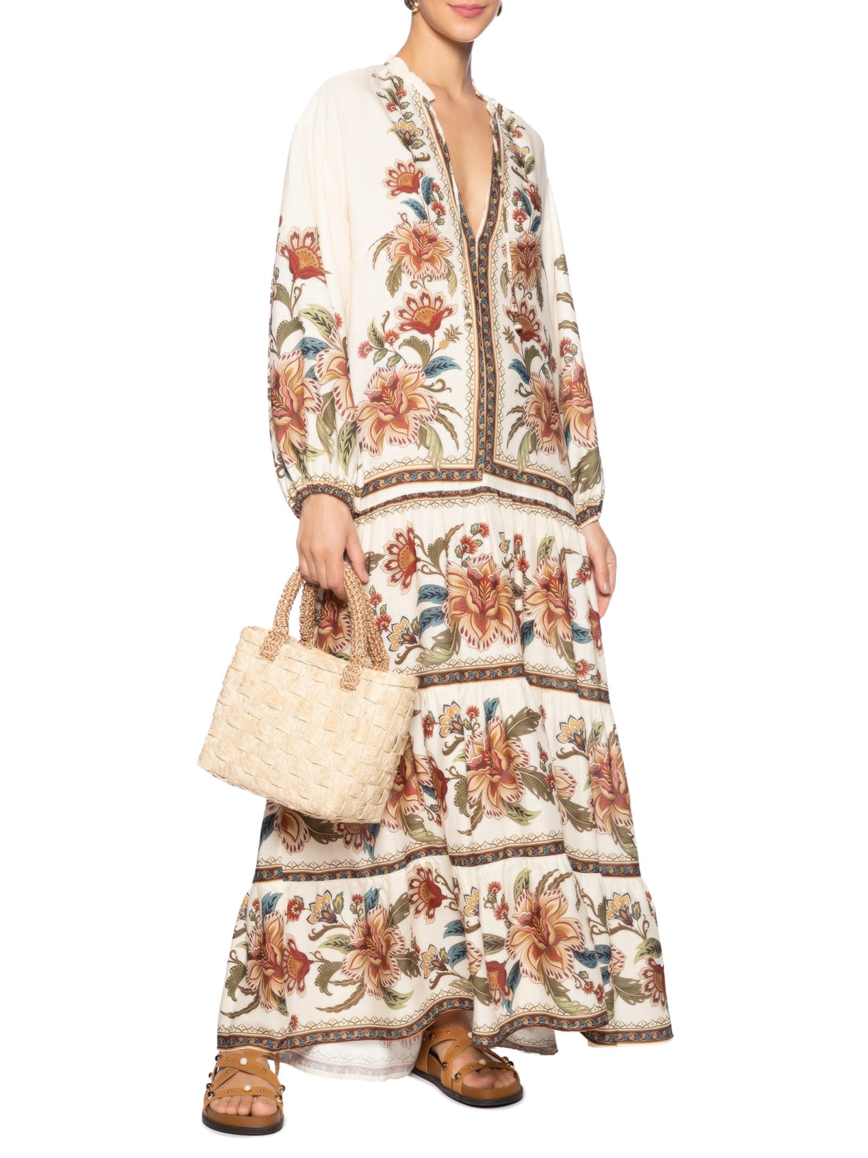 Vestido Jardim Majestoso Bege Farm