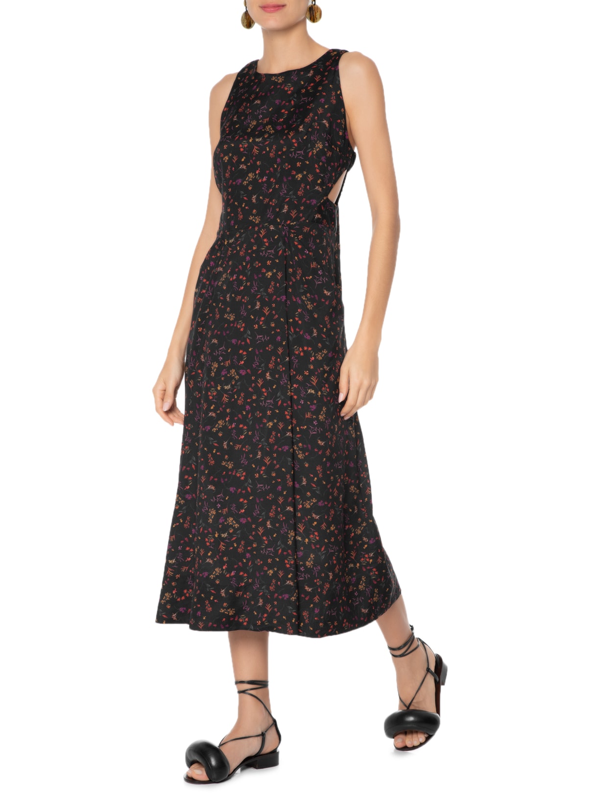 Vestido Jardim Tiny Midi Preto Osklen