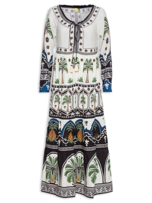Vestido Jardim Tropical - Off White