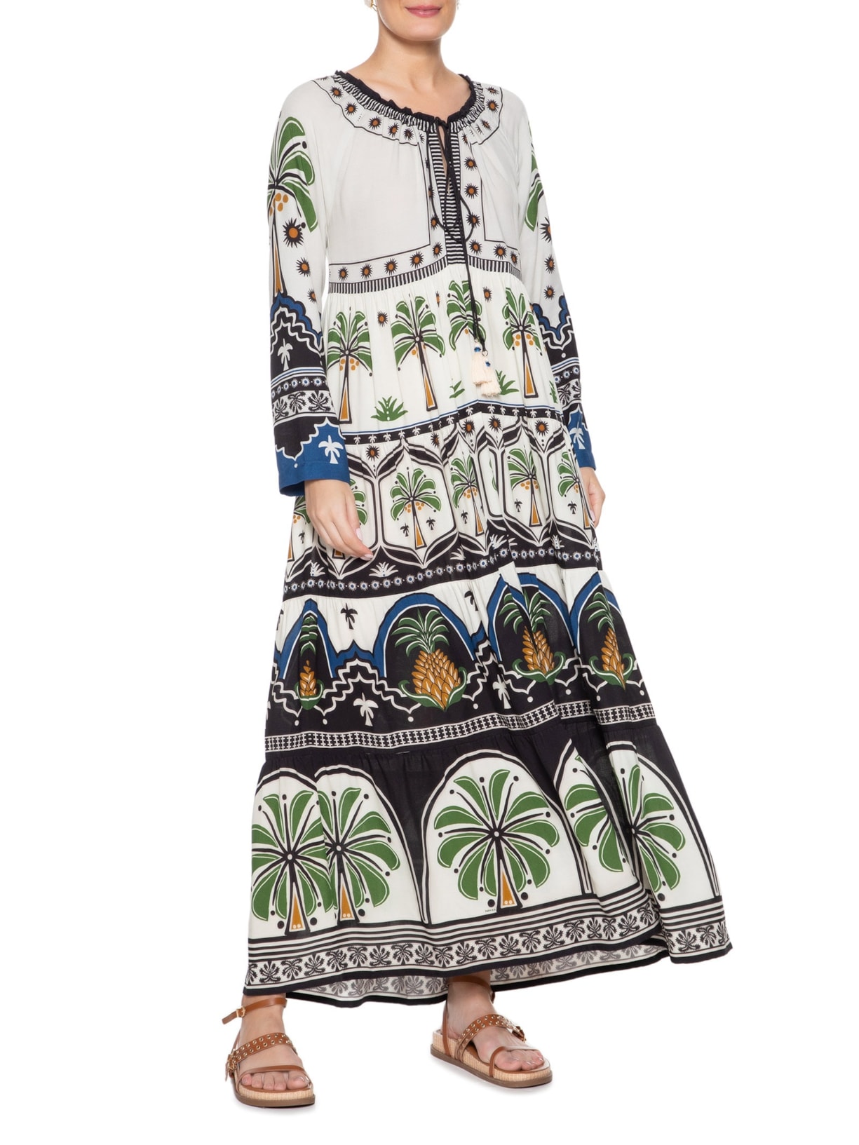 Vestido Jardim Tropical Off White Farm