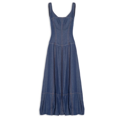 Vestido Jeans Balonê Dark - Azul