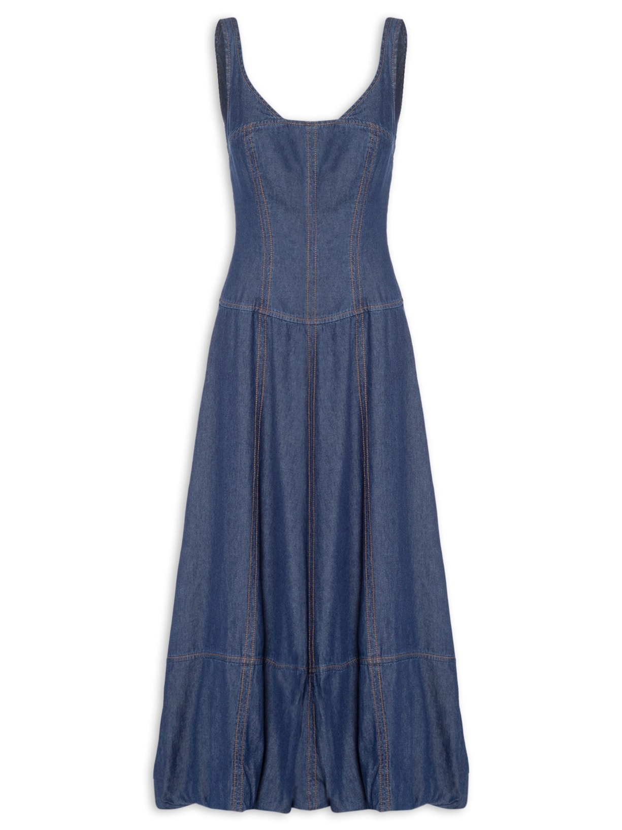 Vestido Jeans Balonê Dark - Azul
