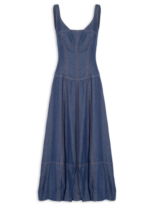 Vestido Jeans Balonê Dark - Azul