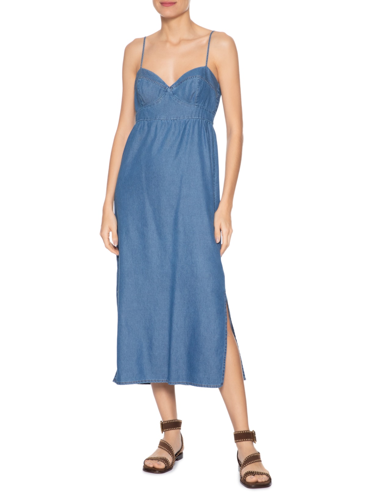 Vestido Jeans Bojo Alcinha Azul Maria Filó