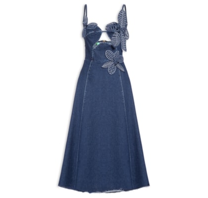 Vestido Jeans Flor - Azul