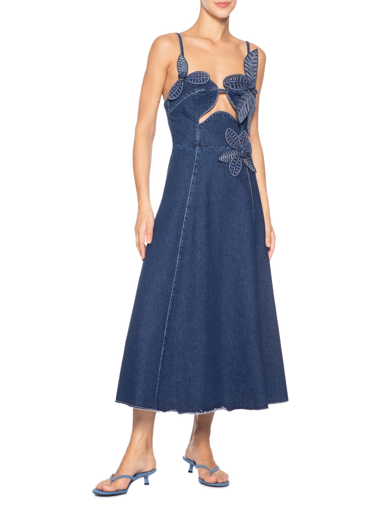 Vestido Jeans Flor Azul Farm