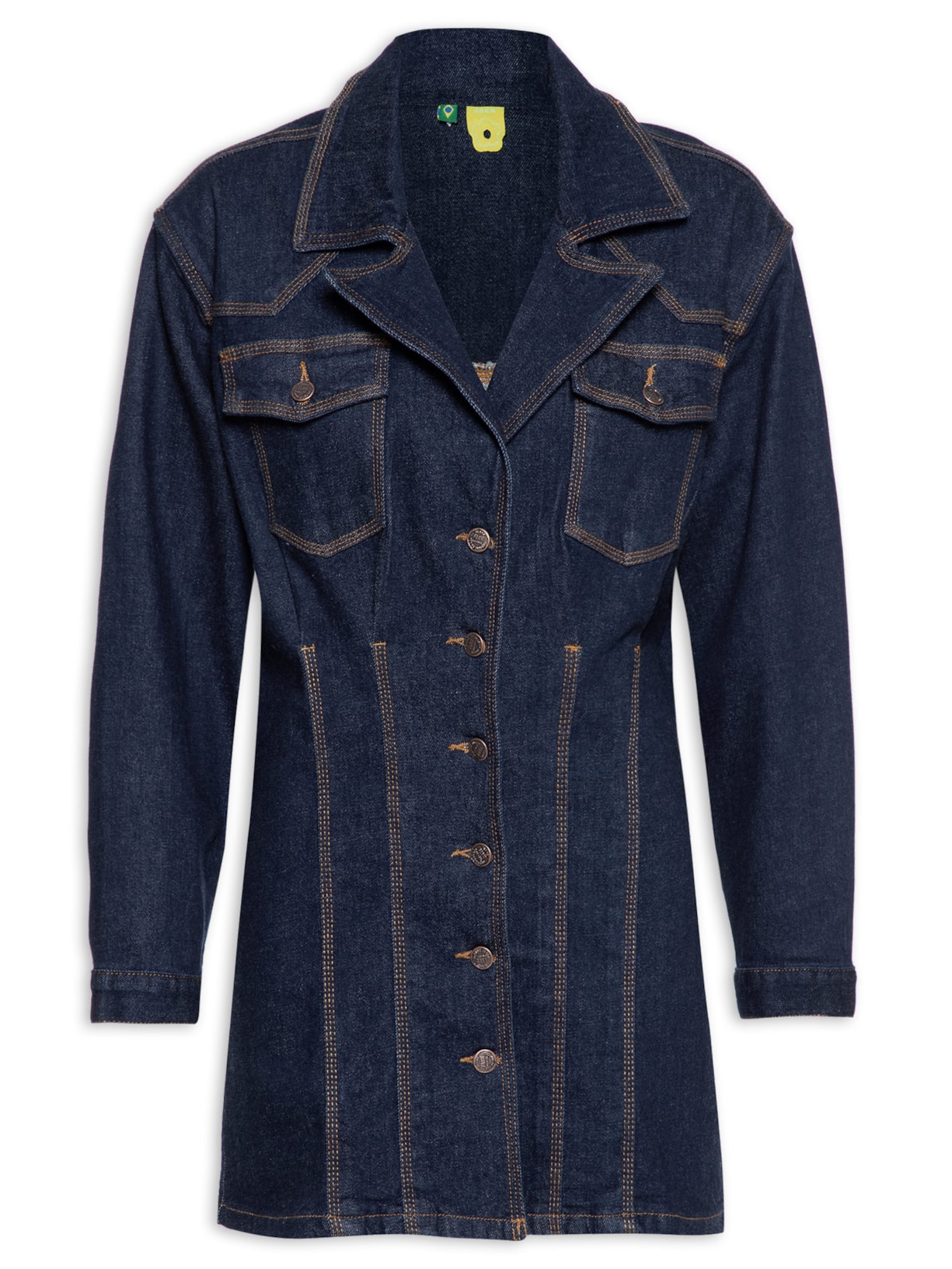 Vestido Jeans Manga - Azul