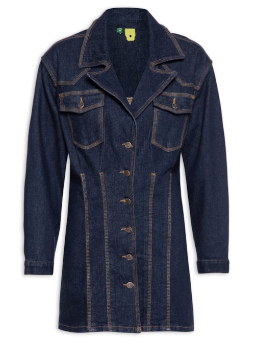 Vestido Jeans Manga - Azul